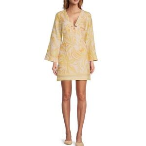 NWT Antonio Melani Keelie Center Circle Paisley Bell Sleeve V-Neck Mini Dress